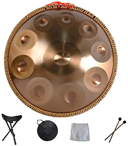 Harmonic Handpan Drum Handpan 9 10 12 14 Noten Professionelles Percussion-Instrument Handpan aus Stahl mit Reisetasche, Seildekoration und Schlägeln für Meditation, Yoga, Zen