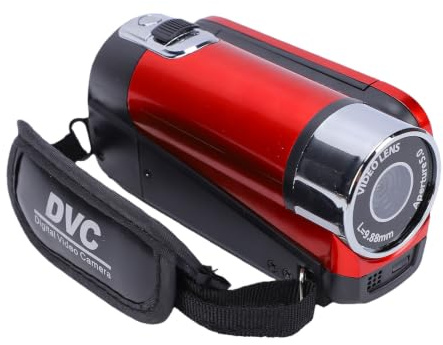 Videokamera Camcorder, Full HD 16X Digitalzoom Camcorder Kamera, 270 Grad Drehung, Vlogging Kamerarecorder DV Kamera mit 1 Akku für Unterwegs (Rot)