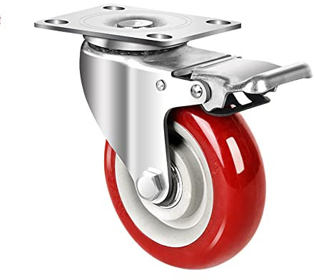 Rozhuhro Lenkrollen, Stück Transportrollen mit Sicherheitsverriegelung 75mm Doppelrollen, Geräuschlose Robuste Möbelrollen, 360° Schwenkbar, 1000lbs Tragkraft,Brake Wheel,5inch