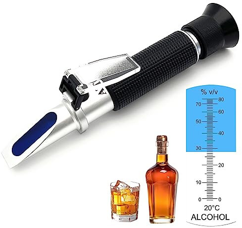 Alcohol Refractometer 0-80% v/v Handheld Alcohol Content Measurement Tool Tester Alcoholmeter Spirits Refractometer for Bourbon Vodka Gin Tequila Mezcal Whisky Scotch, Alcohol Hydrometer Replacement