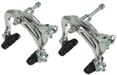 Bike Brakes Calipers, Bicycle Rim C Type Brake Sets, Front and Rear Side Pull C Caliper Brake with 48mm Pads and 4.33In Long Arm Fit for Most Road Bicycle, 1 Pair, Silver