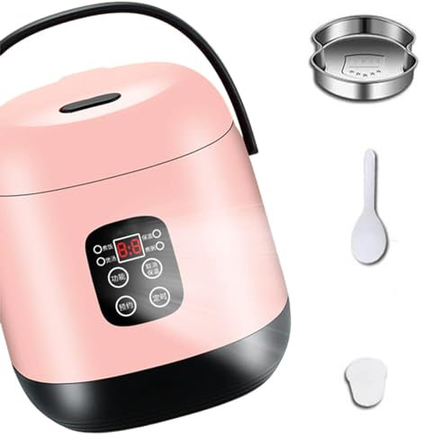 ZORZA Olla Arrocera Pequeña,Olla Arrocera Eléctrica Multifuncional Portátil de 1,2 L, Olla Arrocera Individual Mini Arrocera Eléctrica para el Hogar para 1-2 Personas,Rosado,Smart