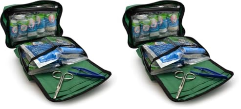 90 Piece Premium Kit Includes Eyewash, 2 x Cold (Ice) Packs and Emergency Blanket for Home, Office, Car, Caravan, Workplace, Travel - Astroplast First aid Kit Bag (Pack of 2)