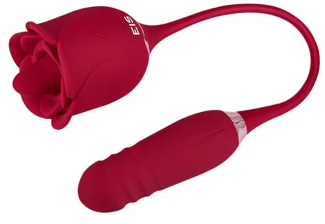 EIS, Vibrator, Lay-on Vibrator, mini Vibrator, Rose-Shaped Lay-on Vibrator - 2 in 1, 39.8 cm, Waterproof, Rechargeable, Skin-Friendly Silicone