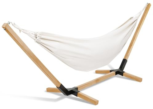 IDMarket - Hamaca con soporte madera y tela cruda Tahití