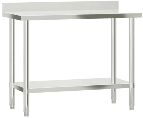 vidaXL Küchen-Arbeitstisch mit Aufkantung 110x55x93 cm Edelstahl