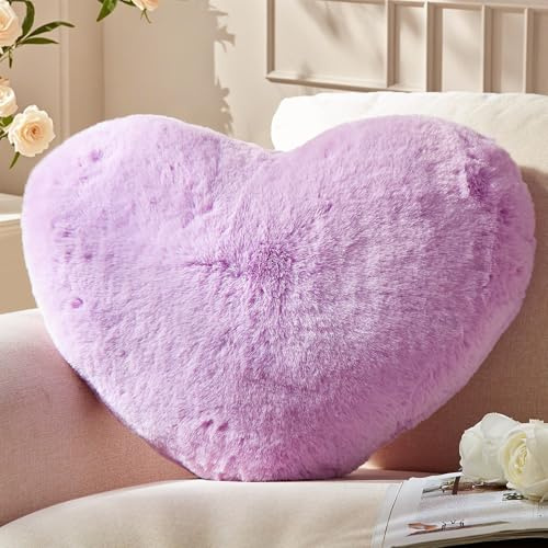 Yhoelata Herzkissen, Lila Herzform Kissen Kuschelkissen, Love Zierkissen Aesthetic, Kissen für Wohnzimmer Sofa Schlafzimmer Bett, Geschenk 38x48 cm