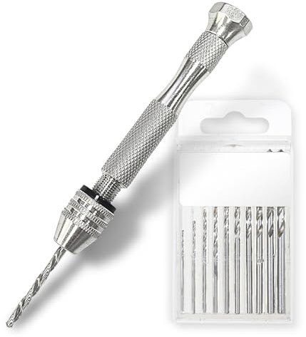 Trapano a mano, piccolo trapano manuale per artigianato in resina, trapano a mano per gioielli con 10 punte, mini set di trapani per hobby per fai da te in resina epossidica, legno, argilla