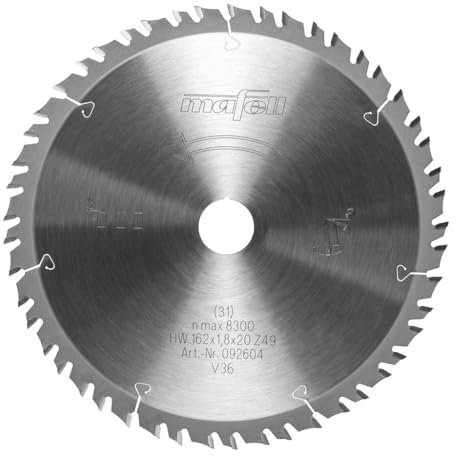 Mafell Sägeblatt-GT, 162 x 1,2 / 1,8 x 20 mm, Z 49-7, 3WZ/FZ, Feinschnitte in Holz