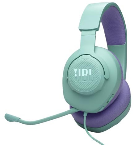 JBL Quantum 100M2 Cuffie Gaming Over Ear con Filo, JBL QuantumSOUND Signature e Jack per Cuffie da 3,5 mm, Compatibilità Multi-Platform, Microfono Rimovibile, Opzione Mute, Ciano