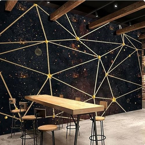 vsdhlsidgl 3D-Tapete, Schwarz-Gold, Geometrie, Wandbild, Tapete, Kunst, Wandtuch, Wohnzimmer, Sofa, Hintergrund, Wandverkleidung, Heimdekoration, 3D, 300 x 210 cm
