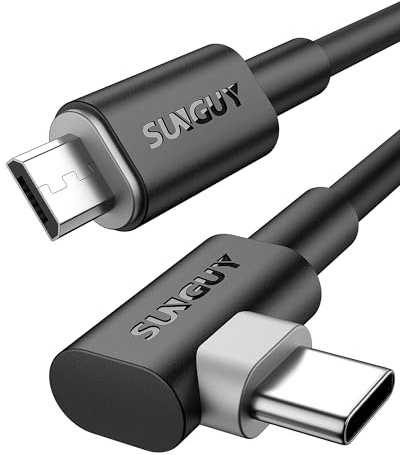 SUNGUY USB C Micro USB OTG Kabel, [2Stück 0.6m] 90 Grad Winkel Typ C auf Micro USB Android Ladekabel Kompatibel mit MacBook Pro/Air, Galaxy S21/S20/S10, Pixel 5/4/3, Kindle