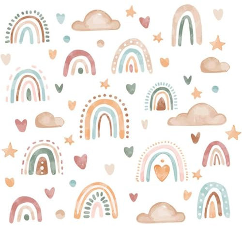 Regenbogen Wandsticker, mit Herzen Wandaufkleber, Boho Wandtattoo, Wandtattoo für das Kinderzimmer, Herzen Kinderzimmer Wandaufkleber Babyzimmer Wanddeko