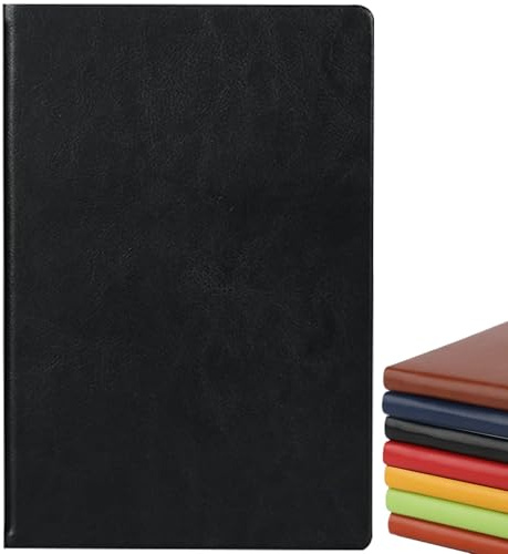 Senshuomy A5 Notebook,Hardback Note Book,2025 Diary,PU Leather Journal Notepad with 80 Gsm Lined Paper,Which Is Suitable for Office,School,Business Writing & Note Taking,200 Pages-Black