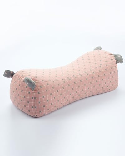 EDMILE Justerbar bovete nacksmärtlindrande kudde, nackkudde för sömn, anpassningsbar fasthet rund nackkudde, kylstöd för de som sover på sida och rygg, rosa 43 cm x 18 cm