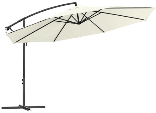 Vkechh 3.5M Parasol,Sunshade with Crank,Adjustable Tilt Angle and Height,Garden Parasol with UV Protection for Balcony,Garden,Patio,Beige