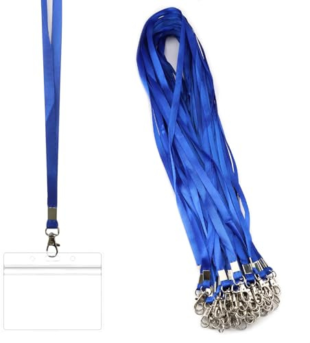 50 st nyckelband med blå nyckelring, 45 cm nylon metallvridning, hängande nyckelringar med nycklar, telefoner, plånböcker och ID-hållare
