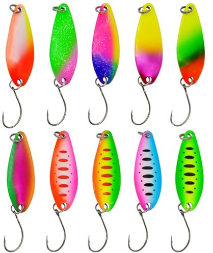 Cebos giratorios de Metal, señuelo for Pesca en el mar, Juego de 10 cucharas for Trucha, Accesorios for Exteriores