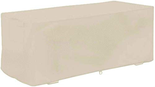 Housse de protection imperméable pour coffre de terrasse, beige, 132 x 55 x 66 cm, pour banc ottoman de rangement extérieur pour protection contre la pluie et le soleil, matériau durable et