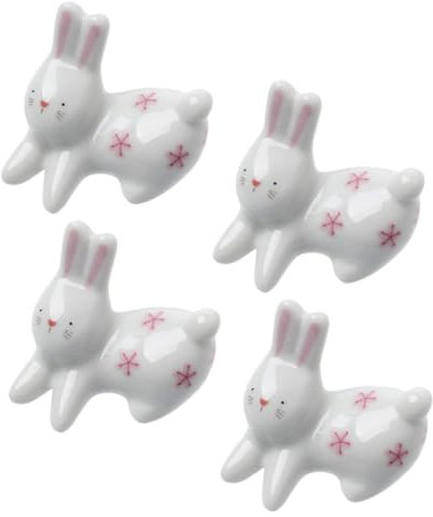 KICHOUSE 4stücke Keramik Hase Essstäbchenhalter Ablage Tischdeko Besteckhalter Löffel Organizer Dekoration Küche