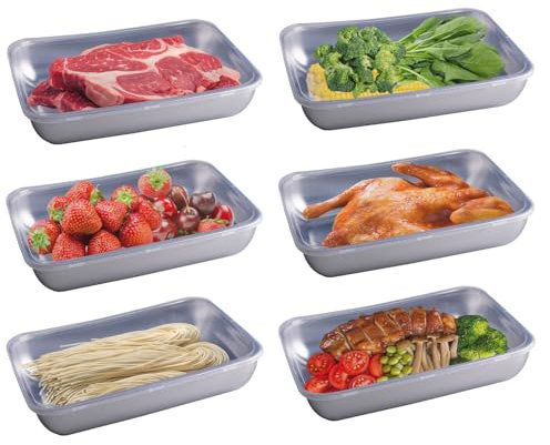 Inodiref 6 PCS Aufschnittboxen für Kühlschrank 25.5x20cm Lebensmittel Aufbewahrungsbox, Wurst Aufbewahrung KüHlschrank, Stapelbare Frischhaltedosen mit Deckel für Käse Fleisch Usw Lebensmittellagerung