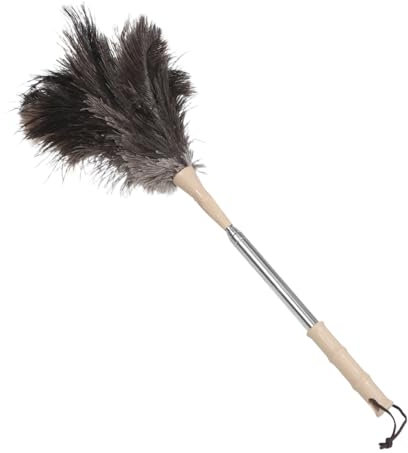 GALPADA Plumero de Avestruz Plumero para Ventilador de Techo Cepillo electrostático para Quitar el Polvo Limpiador de Ventilador Fan Duster Pluma de Avestruz Beige