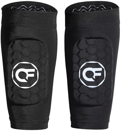 QUICKFLX 3-in-1 Schienbeinschoner mit Waden-Schutz | Fußball Sleeves mit Eva-Wabenpolsterung | Ultraleichte Fußballschoner für Herren, Damen, Kinder & Jugend | Atmungsaktiv & rutschfest (Kinder)