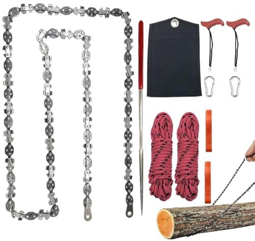 Hand Rope Saw - Pocket Chainsaw | Rope Saw for Tree Limbs | High Limb Pocket Chainsaw | High Reach Folding Hand Ropes | Manual Tree Limb Cutter Tool for Backpacking, Survival, Gardening