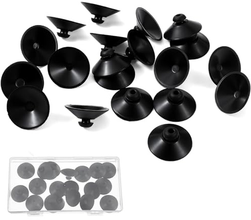Classicseali 20 Stück Saugnapf für Aquarium, Gummi Aquarium Saugnäpfe, 28 mm Saugknöpfe für Heizung Beleuchtung Rohre, Saugnapf Klein zur Freileitungsrohre (Schwarz)