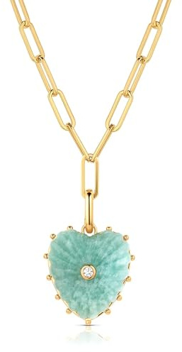 Dcfywl731 Heart Necklaces for Women Gold Heart Pendant Necklace Puffy Paperclip Necklace Trendy Gifts Valentines Day