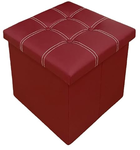 Sgabello Basso Pieghevole In Pelle Con Contenitore, Sgabello Per Vestirsi, Sgabello Per Cambiare Le Scarpe, Per Giocattoli Per Bambini, Camera Da Letto, Corridoio, Soggiorno A,38 x 38 x 38 cm