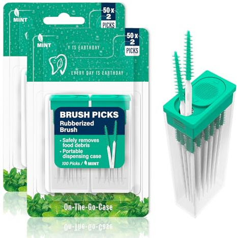 200 Stück Soft Interdentalbürsten Mint Zahnzwischenraumbürsten für Zahnreinigung Zwischenräume Silikon Zahnzwischenraumreiniger Zahnsticks Zahnseide Kinder Stick in Grüne Farben mit Tragbarer