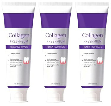 Collagen Zahnpasta mit Lila Farbkorrektur, Zahnaufhellung und Schmelzstärkung, Sanfte Aufhellung für Weißere Zähne, Tägliche Mundpflege mit Frischem Atem, Zahnschutz Formel (3)