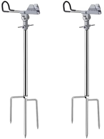 2 Stück Angelrutenhalter Edelstahl, 360° Verstellbar, Abnehmbar & Leicht Tragbar, Universal Rutenhalter Angelzubehör Geschenke für Männer