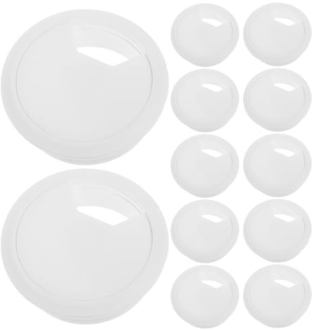 Hoement Cubierta para Orificio de Cables de Escritorio 50 Mm, Pasacables de Plástico Desmontable, Paquete de 12 Unidades Blancas para Organización de Cables en Oficina y Hogar