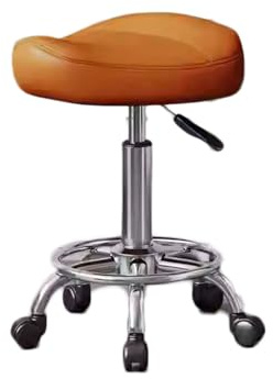 Sadelpall med hjul, ergonomisk sadelstol, vridbar och höjdjusterbar arbetspall, lämplig for massage, skönhetssalonger, spa, kontor(Orange)