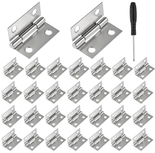 30 Piezas Bisagras Plegables Inoxidable para Cajas Madera Cajones Ventanas | Bisagras Puertas Madera, Bisagra Plegable con Destornillador & 120 Tornillos, Inoxidable Bisagras Pequeñas Manualidades