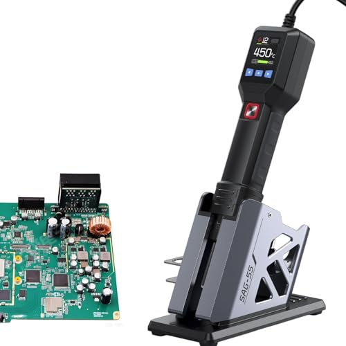 Hot Air Rework Station, Soldering Heat Gun with LED Digital Display, 100-450°C, 20 Speed Adjustable for Welding Repair Crafting Shrink