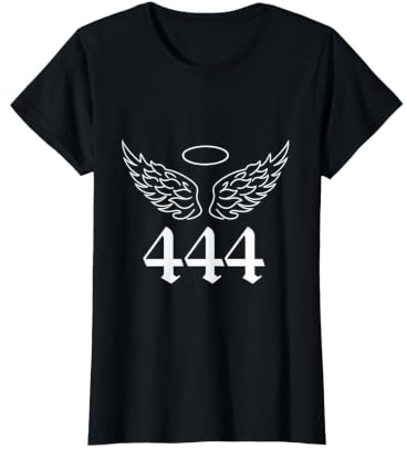 444 Angel Number Wings Halo Spiritual Awakening Divine Value Graphic T-Shirt