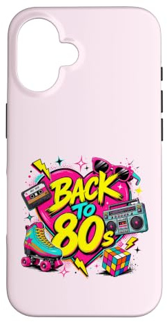 Back to 80s Nostalgia Roller Skate Boombox Cassette années 80 Coque pour iPhone 16