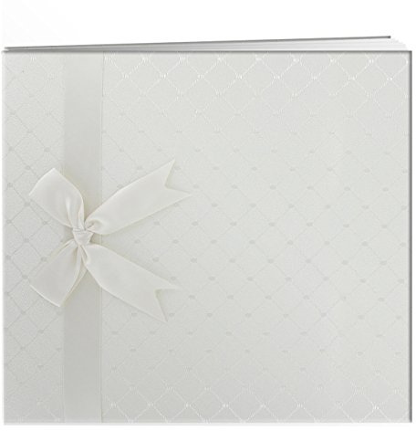 Pioneer 8 Inch by 8 Inch Postbound Diamond Fabric Cover Memory Book, Ivory