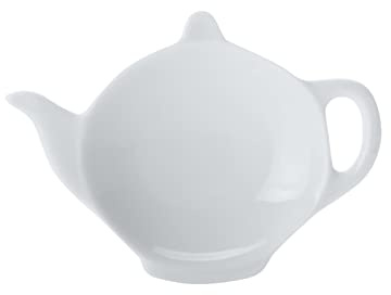 Maxwell & Williams White Basics Tea Bag Dish in Teapot Shape, Porcelain, White, 12 x 8.5 cm