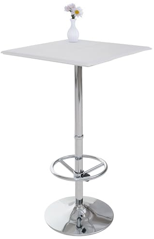 Mendler Bartisch Stehtisch Bistrotisch Chicago mit Fußablage, quadratisch 110x63x63cm MVG-Zertifiziert - weiß