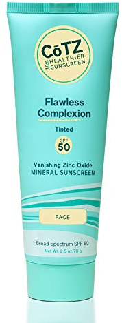 CoTZ Skincare | Flawless Complexion | Lightly Tinted | Facial Mineral Sunscreen Broad Spectrum SPF 50; 2.5 oz / 70 g