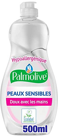 PALMOLIVE - Liquide Vaisselle Palmolive Peaux Sensibles Produit Dégraissant pour Une Vaisselle Étincelante Flacon, 500ml