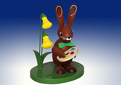 Rudolphs Schatzkiste Osterdekoration Osterhase Höhe 7,5cm NEU Osterdeko Osterhasenfigur Ostern Korb Osterei Frühling Erzgebirge Seiffen Hase Blumen