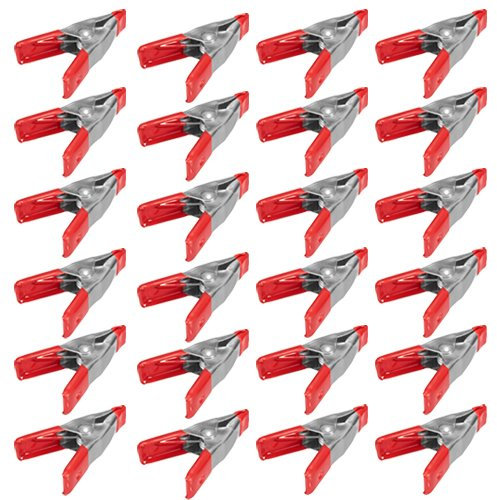 Wideskall® 2 inch Mini Metal Spring Clamps w/ Red Rubber Tips Clips (Pack of 24)