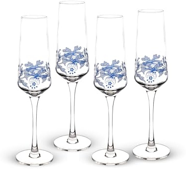 Spode Blue Italian 0.23L (Set of 4) Glass Champagne Flute