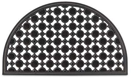 Relaxdays Halbrunder Fußabtreter aus Gummi rutschfest & witterungsbeständig bei Regen, Schnee als Türvorleger für Flur, Balkon, Terrasse, Veranda als Fußmatte halbrund, Schwarz, 45 x 75 x 1 cm