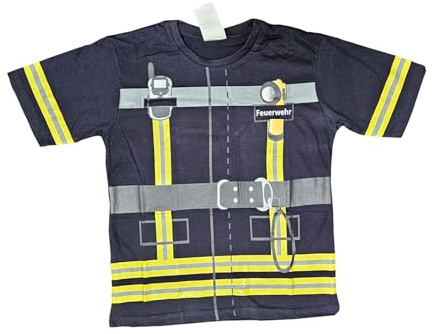 PartyXPeople Feuerwehrmann Spieleshirt | Kostüm T-Shirt Kinder |Motivshirt unisex blau 12933 Gr.140